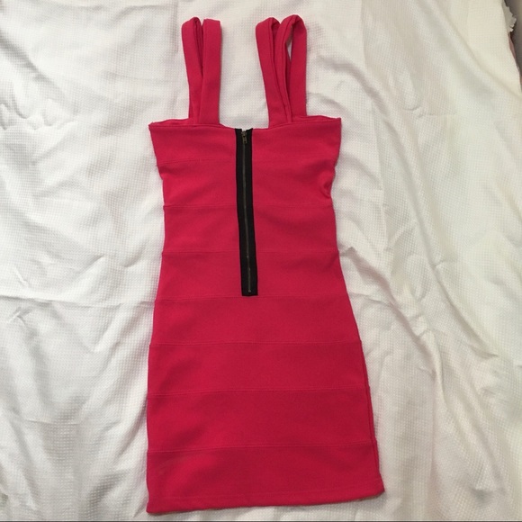 Double strapped pink bandage bodycon dress -small - Picture 2 of 9